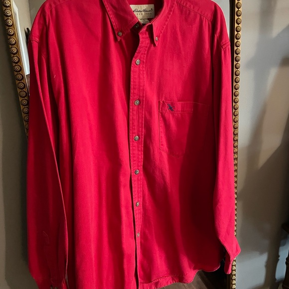 Eddie Bauer Vibrant Red Casual Button Down Shirt - Picture 1 of 5